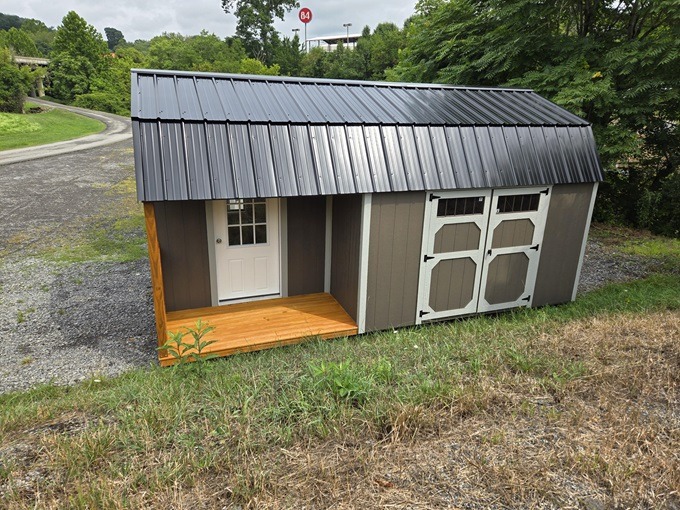 12x20 lofted barn with side porch package on sale