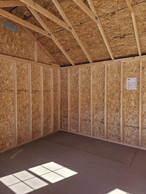 12x16 utility shed look inside