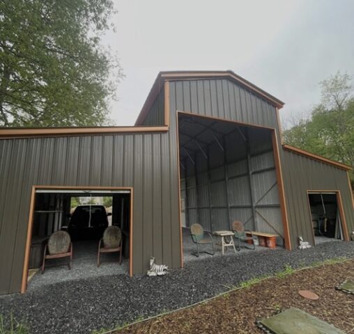 custom build metal garage by KMP Sheds