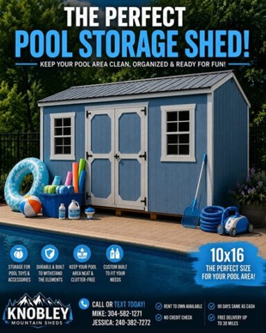 pool storage shed for summer