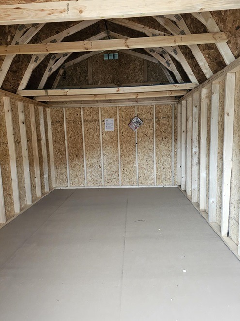 10x16 lofted barn look inside