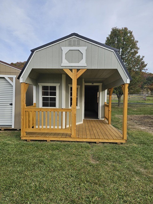 12x32 lofted barn with playhouse package front porch