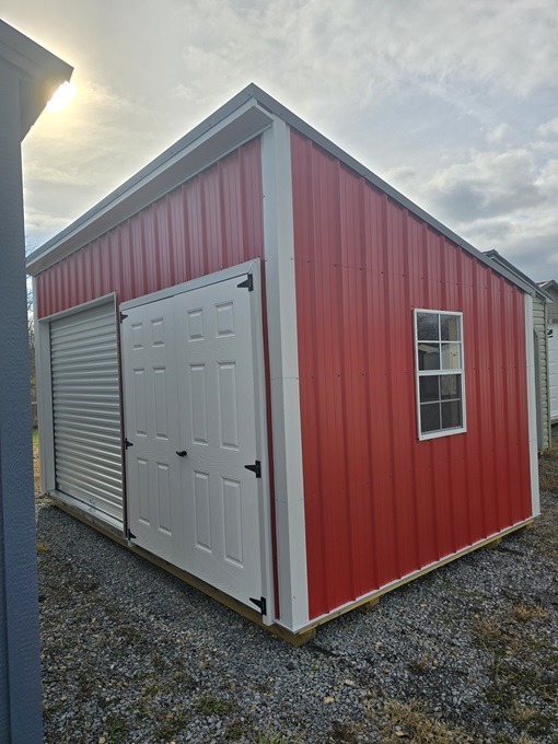 10x16 single slope with roll up door