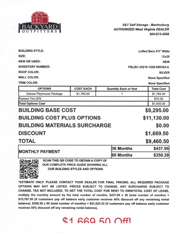 12x28 lofted barn playhouse for sale