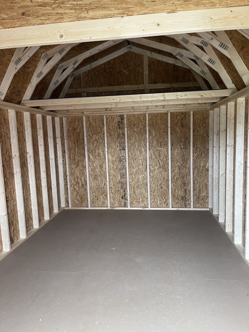 10x16 lofted barn inside