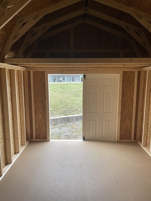 10x16 lofted barn inside view
