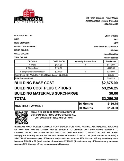 8x12 utility shed sale price