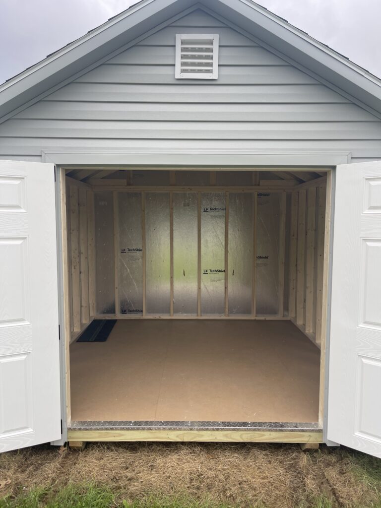 10x10 vinyl utility with tech shield roof and walls