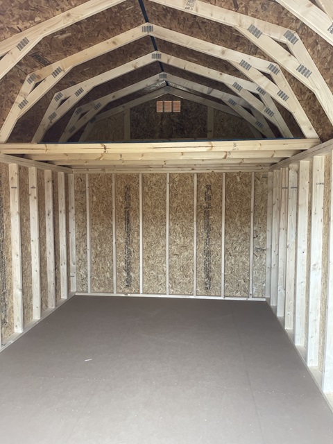 10x16 lofted barn inside