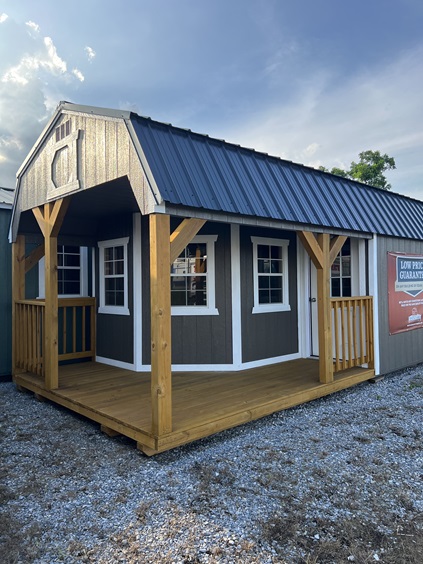 12x32 lofted barn with side porch