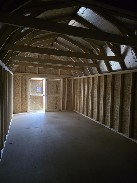 12x24 lofted barn inside