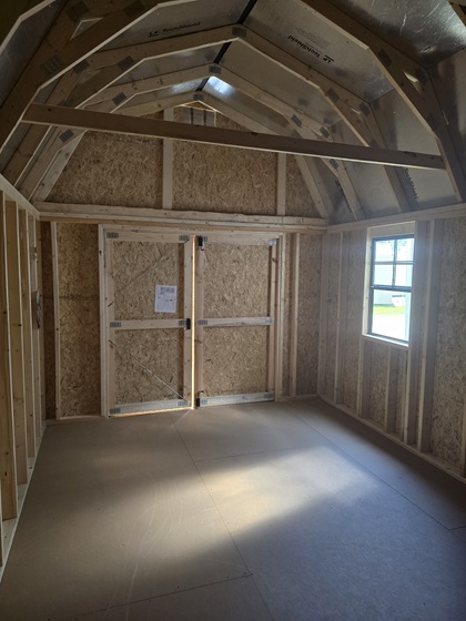 10x16 lofted barn with tech shield on roof