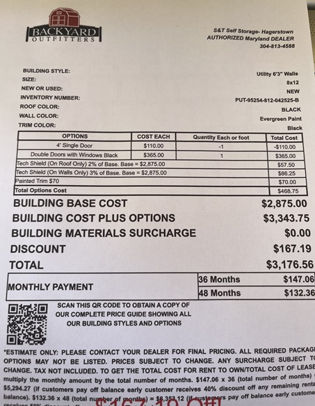 8x12 utility on sale price