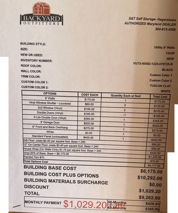 12x20 vinyl garage utility on sale price