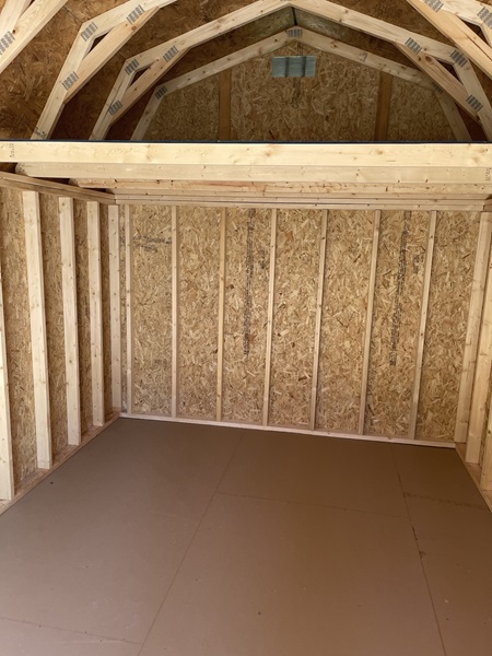 10x16 lofted barn inside