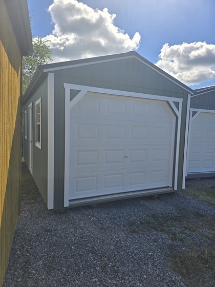 12x20 garage utility with house wrap on walls for sale
