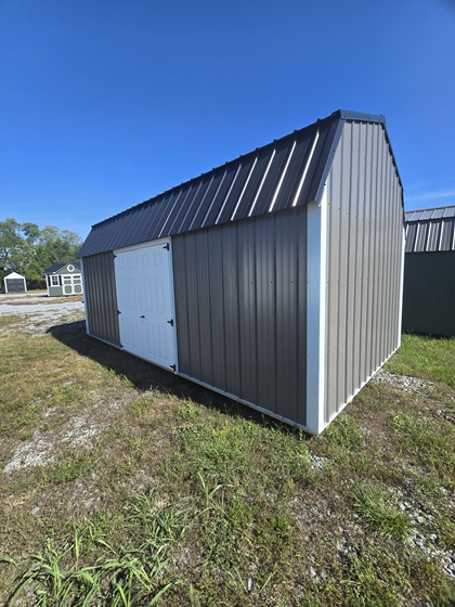 12x20 side lofted barn with vertical metal siding