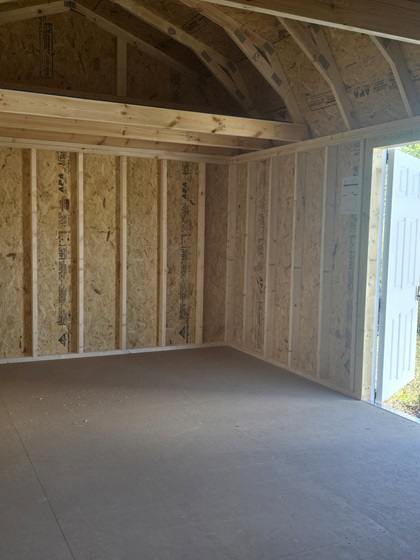 12x20 side lofted barn inside