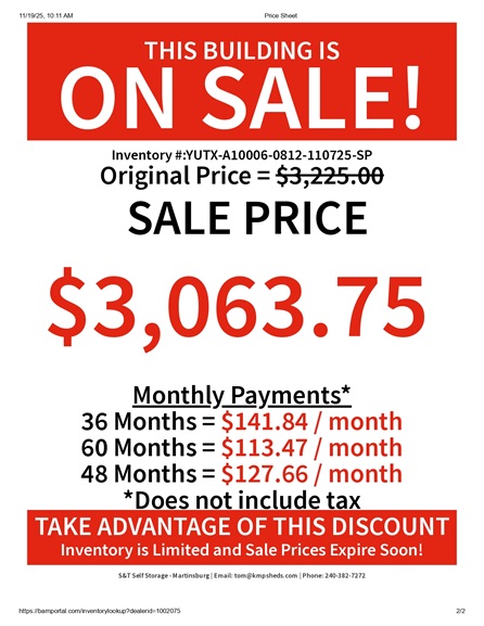 8x12 utility discount sale price