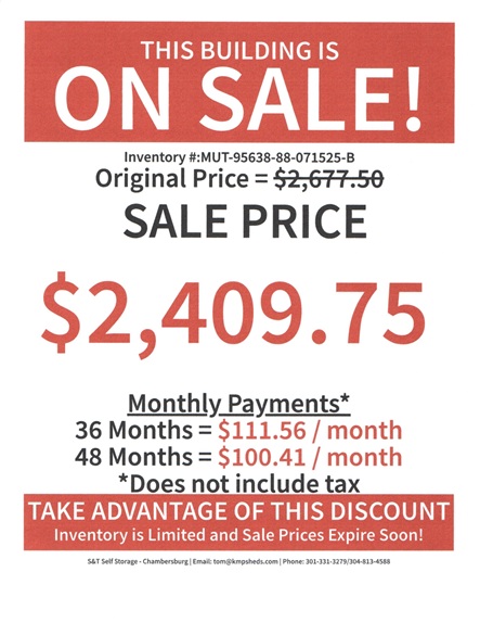 8x8 utility with metal siding rent to own