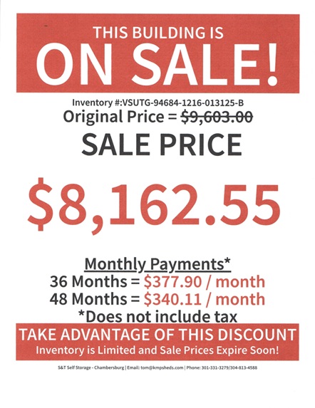 12x16 utility with gable dormer rent to own