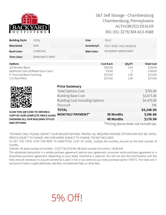 10x12 utility on sale price