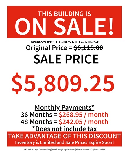 10x12 utility with dormer rent to own