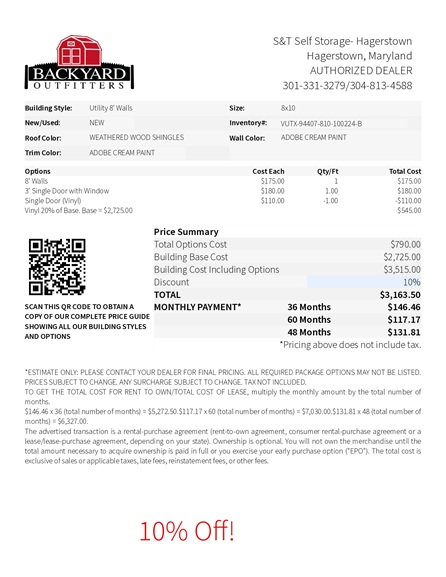 8x10 vinyl utility shed on sale price