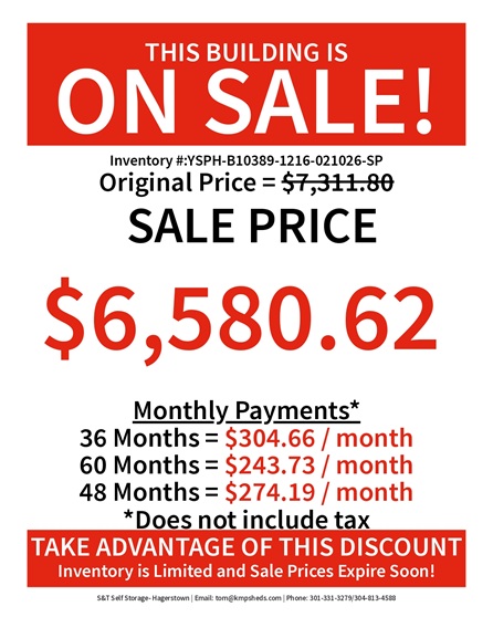 12x16 utility with side porch rent to own