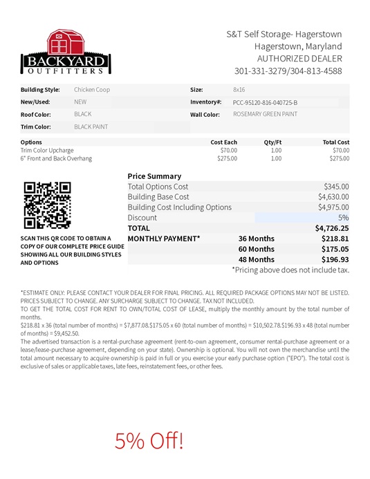 8x16 chicken coop on sale price