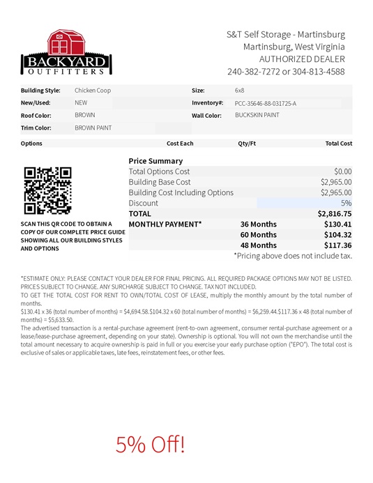 6x8 chicken coop on sale price