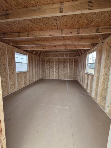 12x16 lofted barn with double doors and windows