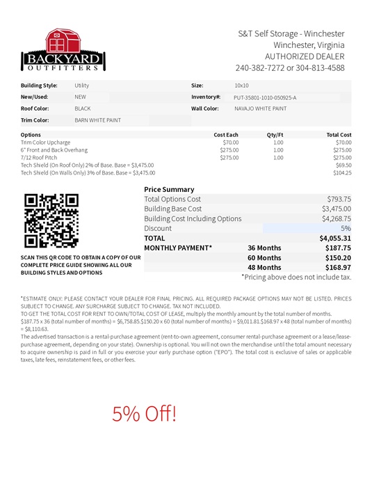 10x10 utility on sale price