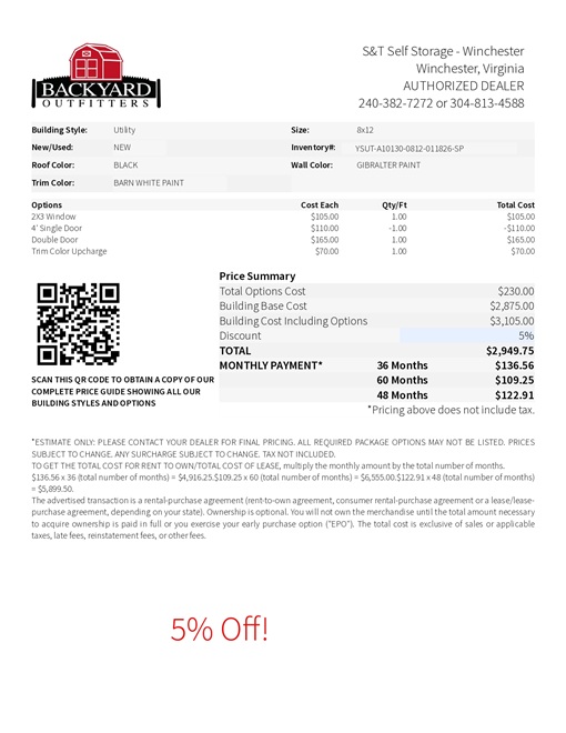 8x12 utility on sale price