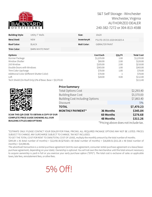 10x20 utility shed with dormer on sale price