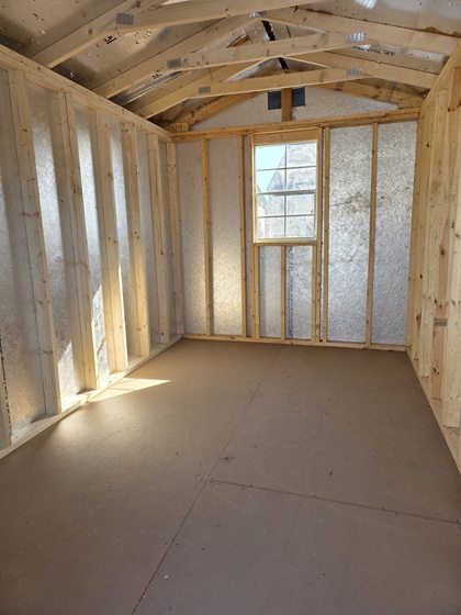 8x12 utility with 7 foot walls and tech shield on roof and walls