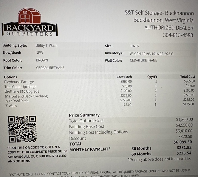 10x16 utility with playhouse on sale price