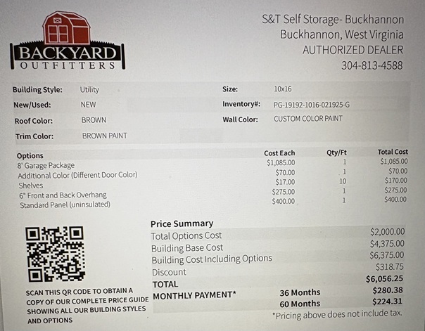 10x16 garage utility on sale price