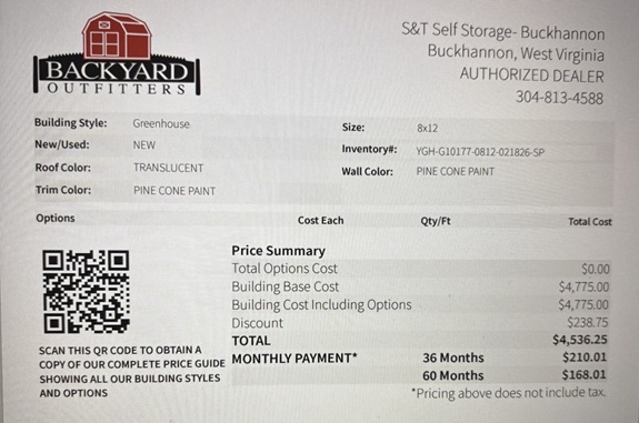 8x12 greenhouse on sale price