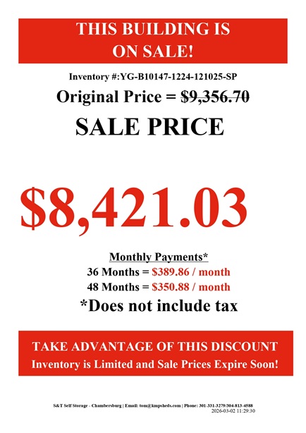 12x24 garage utility rent to own
