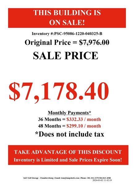 rent to own 12x20 utility with side porch