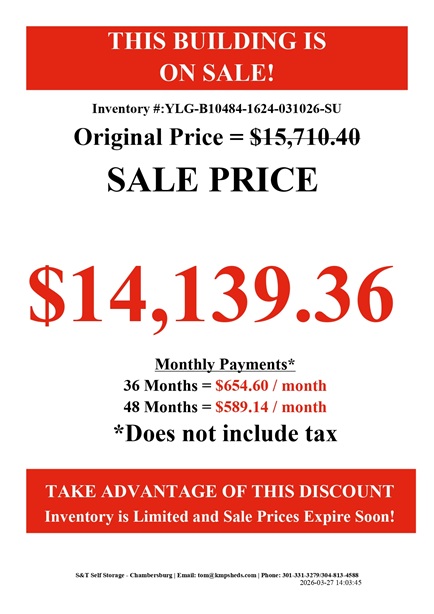 rent to own 16x24 lofted garage