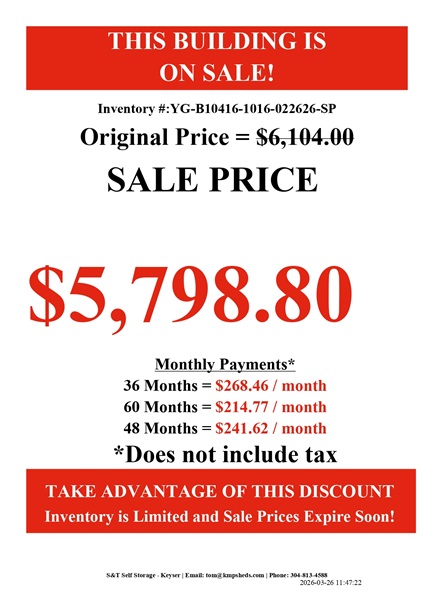 rent to own 10x16 garage utility