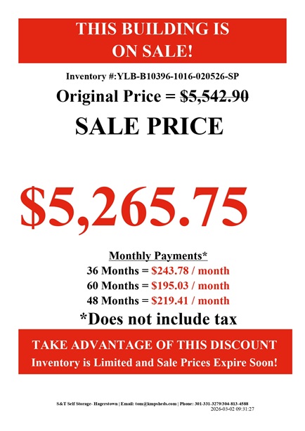 10x16 lofted barn rent to own