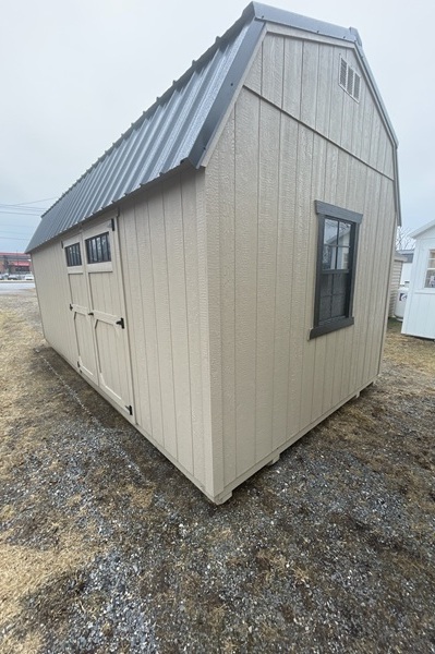 10x20 lofted garage with double doors and windows