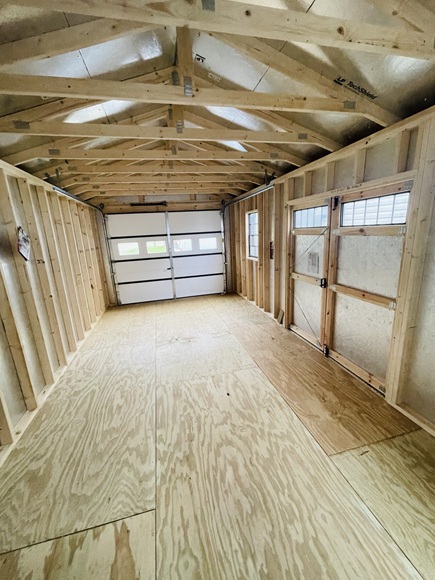 12x24 garage utility with 9 foot garage door standard panel