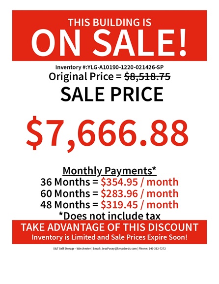 rent to own 12x20 lofted garage