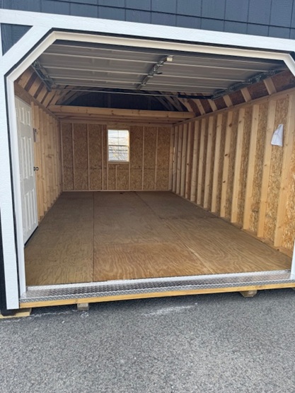 12x20 lofted garage look inside