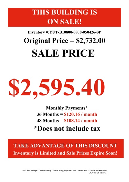 rent to own 8x8 utility shed in PA