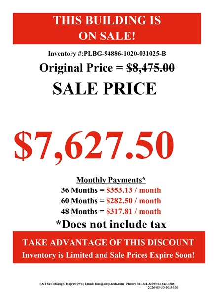 rent to own 10x20 lofted garage